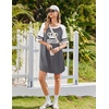 image:imageEkouaer Cotton Nightgowns for Women Short Sleeve Sleep Shirts Crew Neck Night Shirts Soft Color Block Night GownQueen Grey