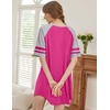 image:imageEkouaer Cotton Nightgowns for Women Short Sleeve Sleep Shirts Crew Neck Night Shirts Soft Color Block Night GownRose Red