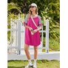 image:imageEkouaer Cotton Nightgowns for Women Short Sleeve Sleep Shirts Crew Neck Night Shirts Soft Color Block Night GownRose Red
