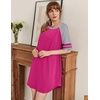 image:imageEkouaer Cotton Nightgowns for Women Short Sleeve Sleep Shirts Crew Neck Night Shirts Soft Color Block Night GownRose Red