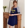 image:imageEkouaer Cotton Nightgowns for Women Short Sleeve Sleep Shirts Crew Neck Night Shirts Soft Color Block Night GownSunshine Blue