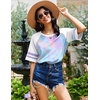 image:imageEkouaer Cotton Nightgowns for Women Short Sleeve Sleep Shirts Crew Neck Night Shirts Soft Color Block Night GownTie Dye