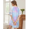 image:imageEkouaer Cotton Nightgowns for Women Short Sleeve Sleep Shirts Crew Neck Night Shirts Soft Color Block Night GownTie Dye