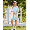 image:imageEkouaer Cotton Nightgowns for Women Short Sleeve Sleep Shirts Crew Neck Night Shirts Soft Color Block Night GownTie Dye Pink