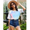 image:imageEkouaer Cotton Nightgowns for Women Short Sleeve Sleep Shirts Crew Neck Night Shirts Soft Color Block Night GownTie Dye Pink