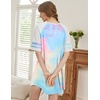 image:imageEkouaer Cotton Nightgowns for Women Short Sleeve Sleep Shirts Crew Neck Night Shirts Soft Color Block Night GownTie Dye Pink
