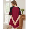 image:imageEkouaer Cotton Nightgowns for Women Short Sleeve Sleep Shirts Crew Neck Night Shirts Soft Color Block Night GownWine Red