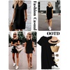 image:imageEkouaer Cotton Nightgowns for Women Short Sleeve Womens Nightgown V Neck Sleep Shirts for Women Soft Sleepwear SXXXLBlack
