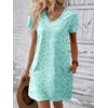 image:imageEkouaer Cotton Nightgowns for Women Short Sleeve Womens Nightgown V Neck Sleep Shirts for Women Soft Sleepwear SXXXLBlue Leaf