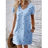 image:imageEkouaer Cotton Nightgowns for Women Short Sleeve Womens Nightgown V Neck Sleep Shirts for Women Soft Sleepwear SXXXLBlue Moon