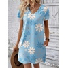 image:imageEkouaer Cotton Nightgowns for Women Short Sleeve Womens Nightgown V Neck Sleep Shirts for Women Soft Sleepwear SXXXLBlue White Flower
