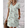 image:imageEkouaer Cotton Nightgowns for Women Short Sleeve Womens Nightgown V Neck Sleep Shirts for Women Soft Sleepwear SXXXLGreen Floral