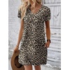 image:imageEkouaer Cotton Nightgowns for Women Short Sleeve Womens Nightgown V Neck Sleep Shirts for Women Soft Sleepwear SXXXLLeopard Print