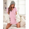 image:imageEkouaer Cotton Nightgowns for Women Short Sleeve Womens Nightgown V Neck Sleep Shirts for Women Soft Sleepwear SXXXLPink