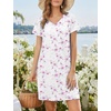 image:imageEkouaer Cotton Nightgowns for Women Short Sleeve Womens Nightgown V Neck Sleep Shirts for Women Soft Sleepwear SXXXLPink Flower