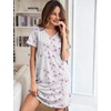 image:imageEkouaer Cotton Nightgowns for Women Short Sleeve Womens Nightgown V Neck Sleep Shirts for Women Soft Sleepwear SXXXLPink Flower