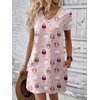 image:imageEkouaer Cotton Nightgowns for Women Short Sleeve Womens Nightgown V Neck Sleep Shirts for Women Soft Sleepwear SXXXLPink Sheep