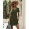 image:imageEkouaer Cotton Nightgowns for Women Soft Sleep Shirt with Pocket Short Sleeve Crewneck Nightshirts SXXLArmy Green