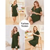 image:imageEkouaer Cotton Nightgowns for Women Soft Sleep Shirt with Pocket Short Sleeve Crewneck Nightshirts SXXLArmy Green