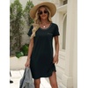 image:imageEkouaer Cotton Nightgowns for Women Soft Sleep Shirt with Pocket Short Sleeve Crewneck Nightshirts SXXLBlack
