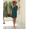 image:imageEkouaer Cotton Nightgowns for Women Soft Sleep Shirt with Pocket Short Sleeve Crewneck Nightshirts SXXLBlue Green
