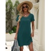 image:imageEkouaer Cotton Nightgowns for Women Soft Sleep Shirt with Pocket Short Sleeve Crewneck Nightshirts SXXLBlue Green