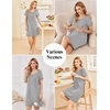 image:imageEkouaer Cotton Nightgowns for Women Soft Sleep Shirt with Pocket Short Sleeve Crewneck Nightshirts SXXLLight Grey