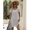 image:imageEkouaer Cotton Nightgowns for Women Soft Sleep Shirt with Pocket Short Sleeve Crewneck Nightshirts SXXLLight Grey