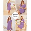 image:imageEkouaer Cotton Nightgowns for Women Soft Sleep Shirt with Pocket Short Sleeve Crewneck Nightshirts SXXLLilac