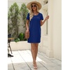 image:imageEkouaer Cotton Nightgowns for Women Soft Sleep Shirt with Pocket Short Sleeve Crewneck Nightshirts SXXLNavy Blue