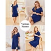 image:imageEkouaer Cotton Nightgowns for Women Soft Sleep Shirt with Pocket Short Sleeve Crewneck Nightshirts SXXLNavy Blue