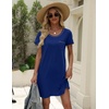 image:imageEkouaer Cotton Nightgowns for Women Soft Sleep Shirt with Pocket Short Sleeve Crewneck Nightshirts SXXLNavy Blue