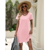 image:imageEkouaer Cotton Nightgowns for Women Soft Sleep Shirt with Pocket Short Sleeve Crewneck Nightshirts SXXLPink