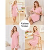 image:imageEkouaer Cotton Nightgowns for Women Soft Sleep Shirt with Pocket Short Sleeve Crewneck Nightshirts SXXLPink