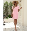 image:imageEkouaer Cotton Nightgowns for Women Soft Sleep Shirt with Pocket Short Sleeve Crewneck Nightshirts SXXLPink