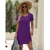 image:imageEkouaer Cotton Nightgowns for Women Soft Sleep Shirt with Pocket Short Sleeve Crewneck Nightshirts SXXLPurple