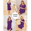 image:imageEkouaer Cotton Nightgowns for Women Soft Sleep Shirt with Pocket Short Sleeve Crewneck Nightshirts SXXLPurple