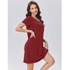image:imageEkouaer Cotton Nightgowns for Women Soft Sleep Shirt with Pocket Short Sleeve Crewneck Nightshirts SXXLWine Red