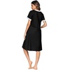 image:imageEkouaer Housecoat Women Zipper Front Duster Robe Short Sleeve Lounger Housedress Pockets Nightgown Casual Nights SXXXLBlack