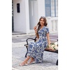 image:imageEkouaer Long Nightgowns for Women Button Night Gowns Short Sleeve Sleepwear Full Length Sleep Shirts With Pockets S2XLBlue Flowers