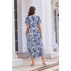 image:imageEkouaer Long Nightgowns for Women Button Night Gowns Short Sleeve Sleepwear Full Length Sleep Shirts With Pockets S2XLBlue Flowers