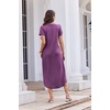 image:imageEkouaer Long Nightgowns for Women Button Night Gowns Short Sleeve Sleepwear Full Length Sleep Shirts With Pockets S2XLEggplant Purple
