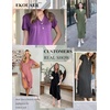 image:imageEkouaer Long Nightgowns for Women Button Night Gowns Short Sleeve Sleepwear Full Length Sleep Shirts With Pockets S2XLFlower Black Pink