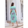 image:imageEkouaer Long Nightgowns for Women Button Night Gowns Short Sleeve Sleepwear Full Length Sleep Shirts With Pockets S2XLFlower Light Blue