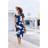 image:imageEkouaer Long Nightgowns for Women Button Night Gowns Short Sleeve Sleepwear Full Length Sleep Shirts With Pockets S2XLFlower Navy Blue