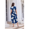 image:imageEkouaer Long Nightgowns for Women Button Night Gowns Short Sleeve Sleepwear Full Length Sleep Shirts With Pockets S2XLFlower Navy Blue