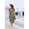 image:imageEkouaer Long Nightgowns for Women Button Night Gowns Short Sleeve Sleepwear Full Length Sleep Shirts With Pockets S2XLGreen Leaves