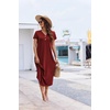 image:imageEkouaer Long Nightgowns for Women Button Night Gowns Short Sleeve Sleepwear Full Length Sleep Shirts With Pockets S2XLWine Red