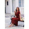 image:imageEkouaer Long Nightgowns for Women Button Night Gowns Short Sleeve Sleepwear Full Length Sleep Shirts With Pockets S2XLWine Red