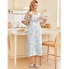 image:imageEkouaer Long Nightgowns for Women Cotton Nightgown Short Sleeve Sleepdress with Pockets Full Length SleepshirtBlue Flower